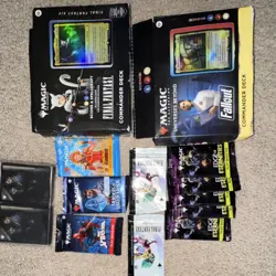 MTG Bundle Lot - Fallout + Final Fantasy Commander Decks, Boosters & sleeves - Image 1