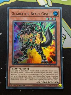 Gladiator Beast Gistel SUDA-EN017 Super Rare 1st Edition YuGiOh TCG Card - Image 1