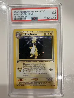 Pokemon 1st Ed Ampharos 1/111 Neo Genesis Holo PSA 7 - Image 1
