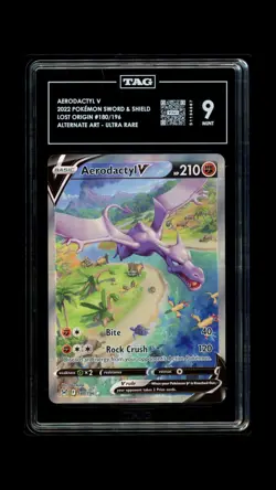Aerodactyl V 180/196 Full Art - Ultra Rare Lost Origin Pokemon Tag 9 Mint - Image 1