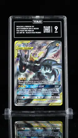 TAG 9 Pikachu & Zekrom GX 2019 Pokemon Tag Team Promo #SM168 - Image 1