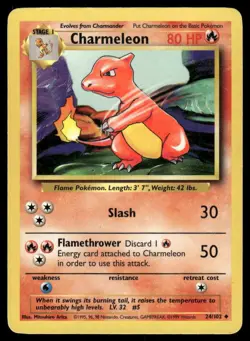 CHARMELEON 24/102 UNCOMMON BASE SET UNLIMITED POKEMON MP - Image 2
