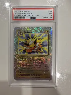 2002 POKEMON LEGENDARY COLLECTION #14 JOLTEON-REVERSE FOIL PSA 7 - Image 1