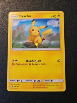 Pokemon Sun & Moon Black Star Promo Card Pikachu SM183 Holo Foil TCG - Image 1