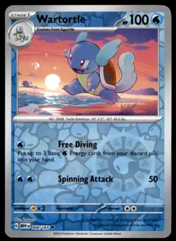 Wartortle 008/165 Uncommon 151 Pokemon Reverse Holo Near Mint - Image 1