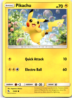 Pokemon TCG Pikachu 19/68 Hidden Fates Regular Non Holo Rare Lightly Played - Image 1