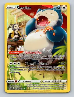 Pokemon TCG Snorlax Holo Ultra Rare SWSH11: Lost Origin Trainer Gallery TG10/TG3 - Image 1