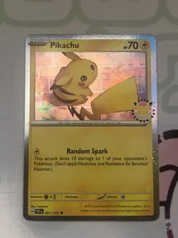 Pikachu 051/162 Stamped Promo W/ 🌀Heart SWIRL 🌀 - Pokemon Day 30th Anniversary - Image 1