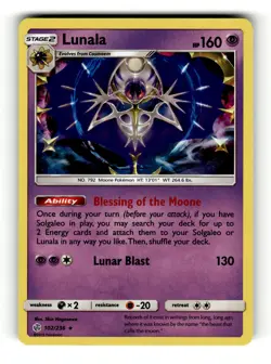 Lunala 102/236 Rare Cosmic Eclipse Pokemon Holo - Image 1