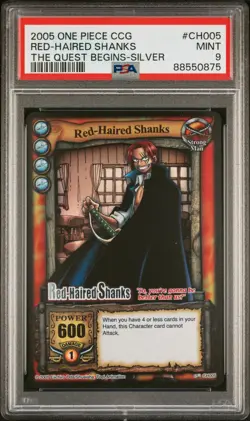 2005 One Piece CCG Red-haired Shanks CH005 SILVER Rare Foil Bandai PSA 9 - Image 1