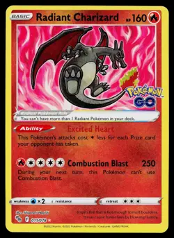 Radiant Charizard 011/078 Radiant Rare Pokemon GO Pokemon Near Mint - Image 1