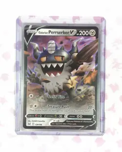 Galarian Perrserker V 129/196 Ultra Rare Holo NM SWSH (Lost Origin) Pokemon Card - Image 1