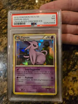 2010 POKEMON HEARTGOLD & SOULSILVER UNDAUNTED CRACKED ICE #2 ESPEON-HOLO PSA 7 - Image 2