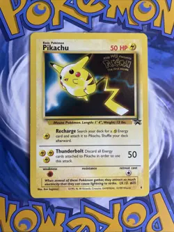 1999 Pokemon The First Movie PIKACHU #4 Black Star Promo Card WB Vintage WOTC LP - Image 1