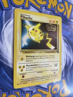 1999 Pokemon The First Movie PIKACHU #4 Black Star Promo Card WB Vintage WOTC LP - Image 2