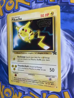 1999 Pokemon The First Movie PIKACHU #4 Black Star Promo Card WB Vintage WOTC LP - Image 3