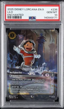 2025 DISNEY LORCANA EN 9-FABLED ENCHANTED #238 LILO - BEST EXPLORER EVER PSA 10 - Image 1