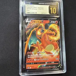 2022 Pokemon Japanese Charizard v Holo Card 013/172 VSTAR Universe CGC Black 10 - Image 1