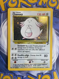 Pokemon TCG Chansey Base Set Holo Rare Card 2#3/130 Swirl - Image 1