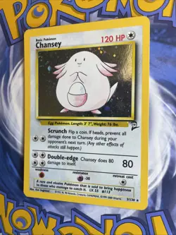 Pokemon TCG Chansey Base Set Holo Rare Card 2#3/130 Swirl - Image 3