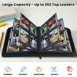 Top Loader Card Binder with Sleeves 4 Pocket Holds 112 Top Loaders Storage, T... - Image 3