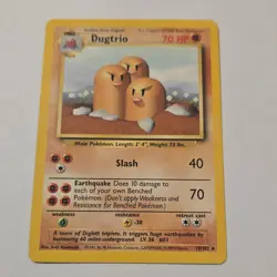 Pokemon Dugtrio 19/102 Base Set Rare English Card 1999 Wizards Regular - Image 1