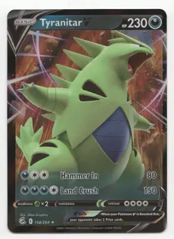 Pokemon TCG Fusion Strike TYRANITAR V 158/264 Ultra Rare Holo - Image 1