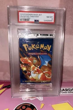 1999 Pokemon Base Set Unlimited-thin Font Charizard - Image 1