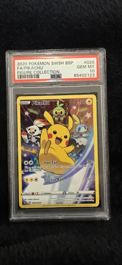2020 POKEMON SWSH PROMO FIGURE COLLECTION SWSH020 FULL ART/PIKACHU PSA 10 - Image 1