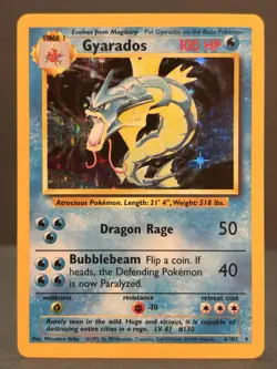 Gyarados 6/102 Unlimited Holo Rare - Pokemon Base Set LP/MP - Image 1
