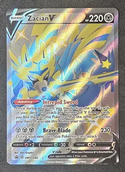 SWSH: Sword & Shield Promo Cards Shiny ZACIAN V #SWSH292 Pokemon TCG Black Star - Image 1