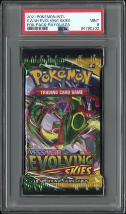Pokemon Sword & Shield Evolving Skies Rayquaza Booster Pack PSA 9 Mint - Image 1