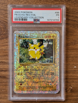 2002 Pokemon Legendary Collection PSA 1 PIKACHU Reverse Foil Holo #86 POOR PR - Image 1