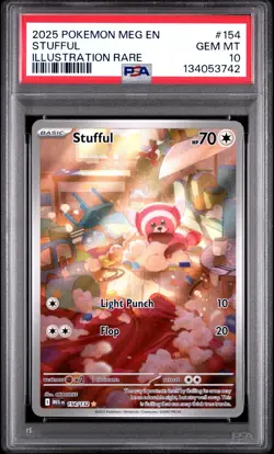 PSA 10 GEM Mint Stufful 154/132 Illustration Rare Full Art - Pokemon ME01 MEG - Image 1