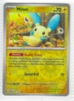Minun Reverse Holo Paldea Evolved 061/182 Pokemon Card - Image 1