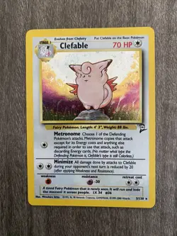 NEAR MINT CLEFABLE Base Set 2 5/130 HOLO Rare Pokemon Card WOTC VINTAGE TCG - Image 1