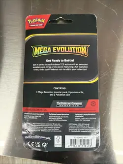 Pokemon Mega Evolutions Booster Pack with 3 Promo Cards/1 Pokemon coin - Image 2