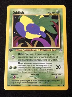 Oddish 68/111 Neo Genesis 1st Edition Common Vintage Pokemon Card TCG English LP - Image 1