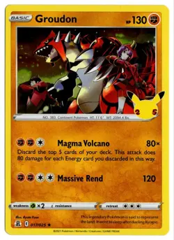 [0696] NEAR MINT Pokemon Celebrations 25th 017/025 Groudon - Image 1