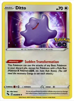 [0827] NEAR MINT Pokemon GO! Holo Rare 053/078 Ditto - Image 1