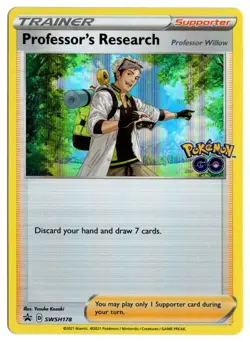 [0912 LIGHTLY PLAYED Pokemon GO! Black Star Promo SWSH178 Professor's Research - Image 1