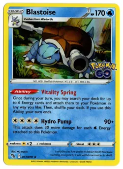 [0759] LIGHTLY PLAYED Pokemon GO! Holo Rare 017/078 Blastoise - Image 1