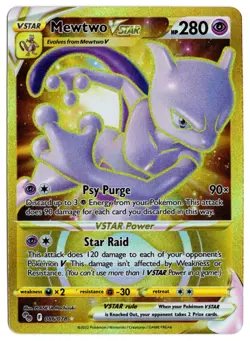 [0877] NEAR MINT Pokemon GO! 086/078 Mewtwo V STAR GOLD - Image 1