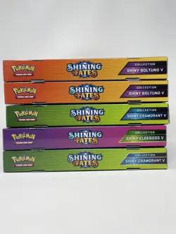 Pokemon TCG Shining Fates Collection Shiny Boltund V [5 Factory Sealed Boxes] 820650809828 - Image 1