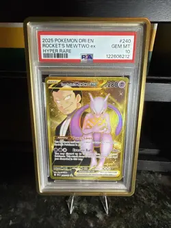 Pokemon 2025 Destined Rivals Rocket's Mewtwo ex 240/182 Hyper Rare PSA 10 - Image 1