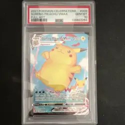 Pokemon Celebrations Surfing Pikachu VMAX Full Art 009/025 PSA 10 - Image 1