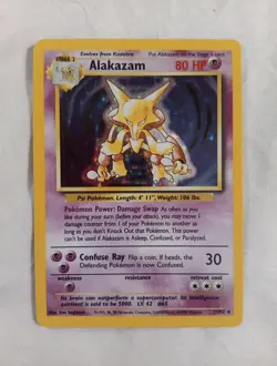 Pokemon TCG Alakazam Base Set Holo Card 1/102 Unlimited Rare - Image 1