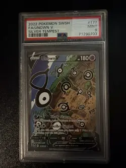 Pokemon TCG 2022 Silver Tempest Unown V #177 Full Art Ultra Rare Holo PSA 9 - Image 1