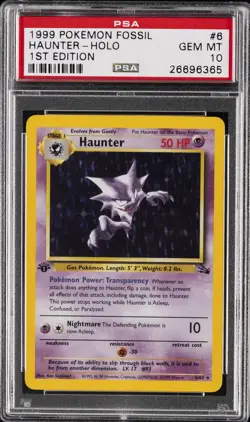 1999 POKEMON FOSSIL 1ST EDITION #6 HAUNTER-HOLO PSA 10 - Image 1