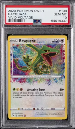 2020 POKEMON SWORD & SHIELD VIVID VOLTAGE #138 RAYQUAZA PSA 10 - Image 1